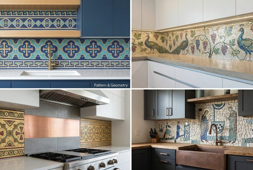 Byzantine mosaic backsplash concepts