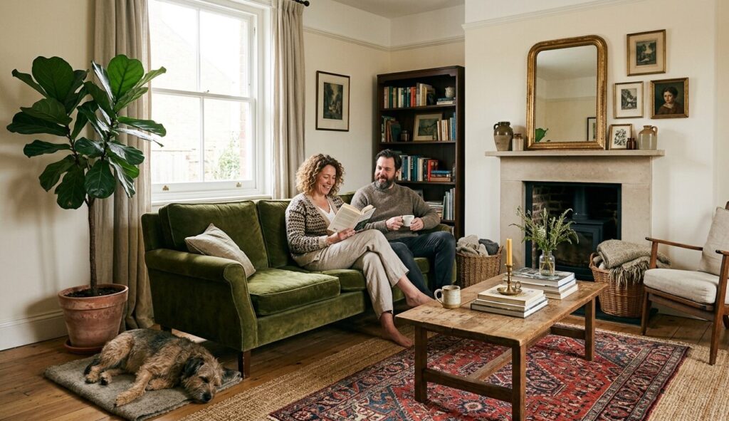 Decor Items Worth Reconsidering Decor items worth reconsidering: a curated living room with vintage furniture, natural textures, and thoughtful alternatives instead of fast furniture and bouclé overload