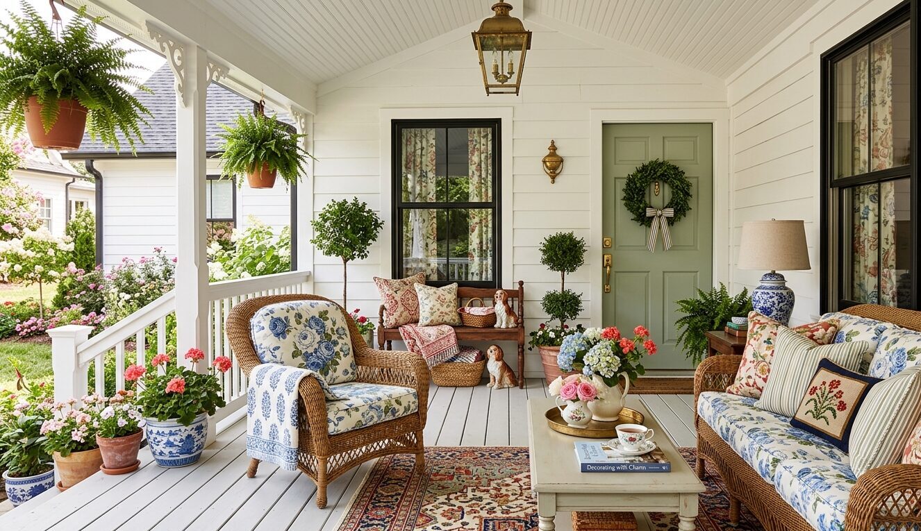 10 Elegant Grandmillennial Porch Decor Ideas with High-End Southern Charm