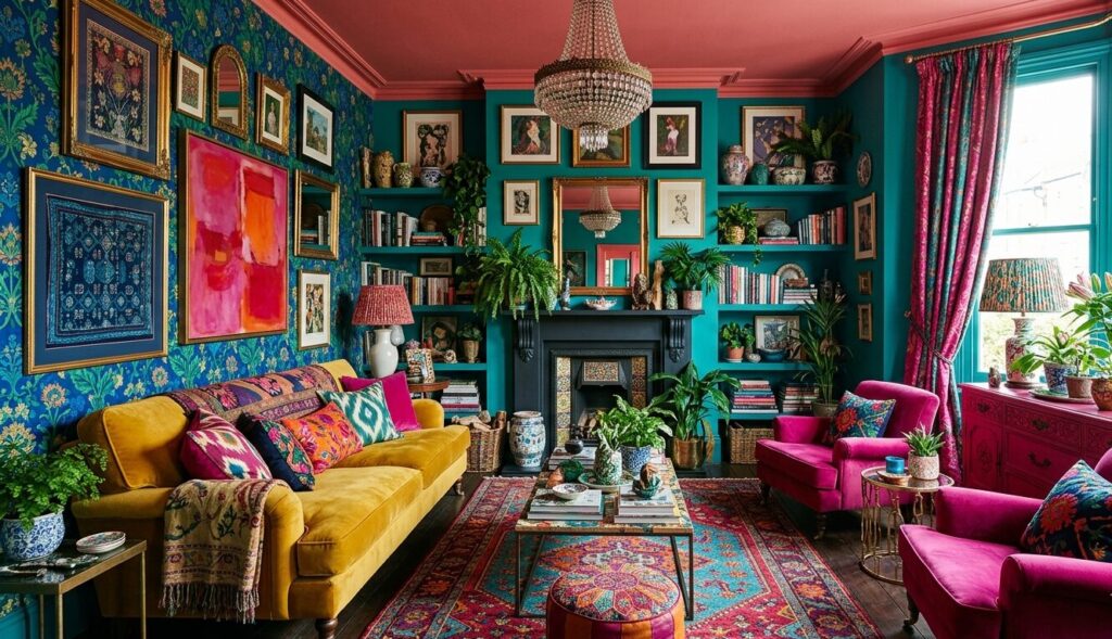 Maximalist living room color combos design inspiration for modern homes