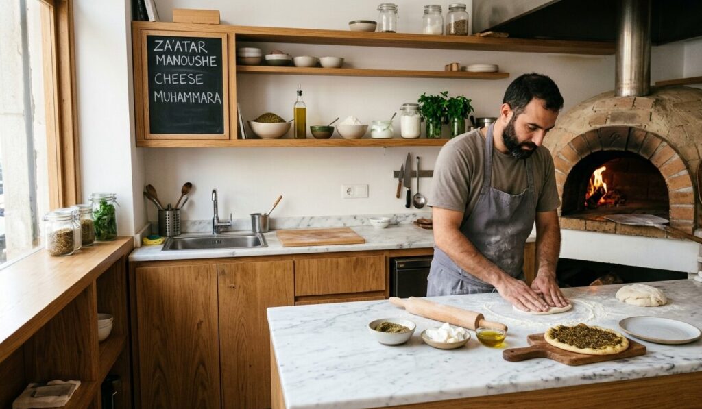 Minimalist Manoushe Kitchen efficient design for small spaces with wood and white marble countertop