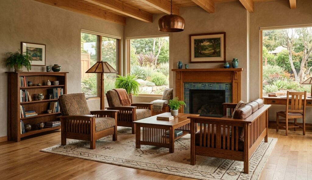 Mission style furniture arrangements