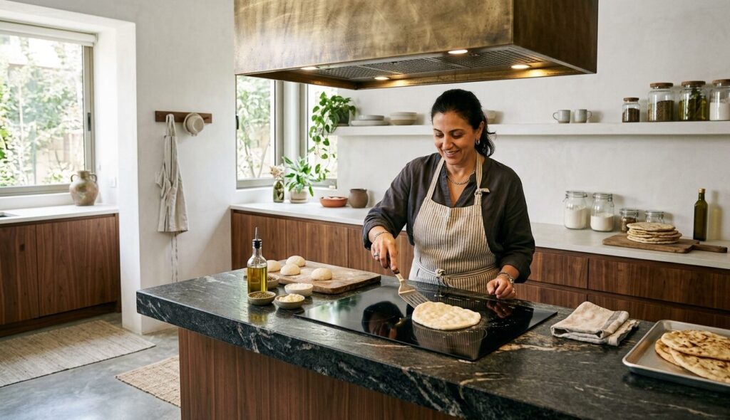 Modernizing the Saj Station | Decor & Tourism Blend Modernizing the Saj Station with built-in induction and brass hood in a minimalist kitchen