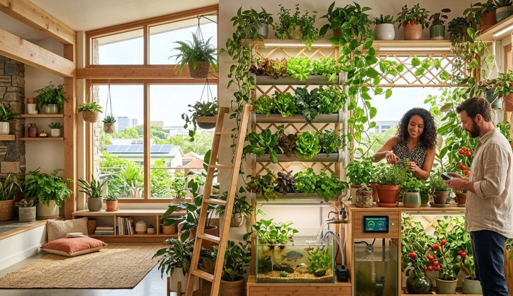 Solarpunk indoor garden systems design inspiration for modern homes