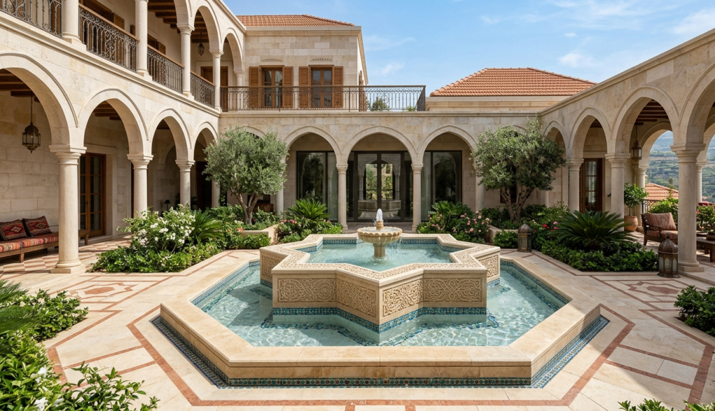 Beiteddine Palace courtyard fountain layouts