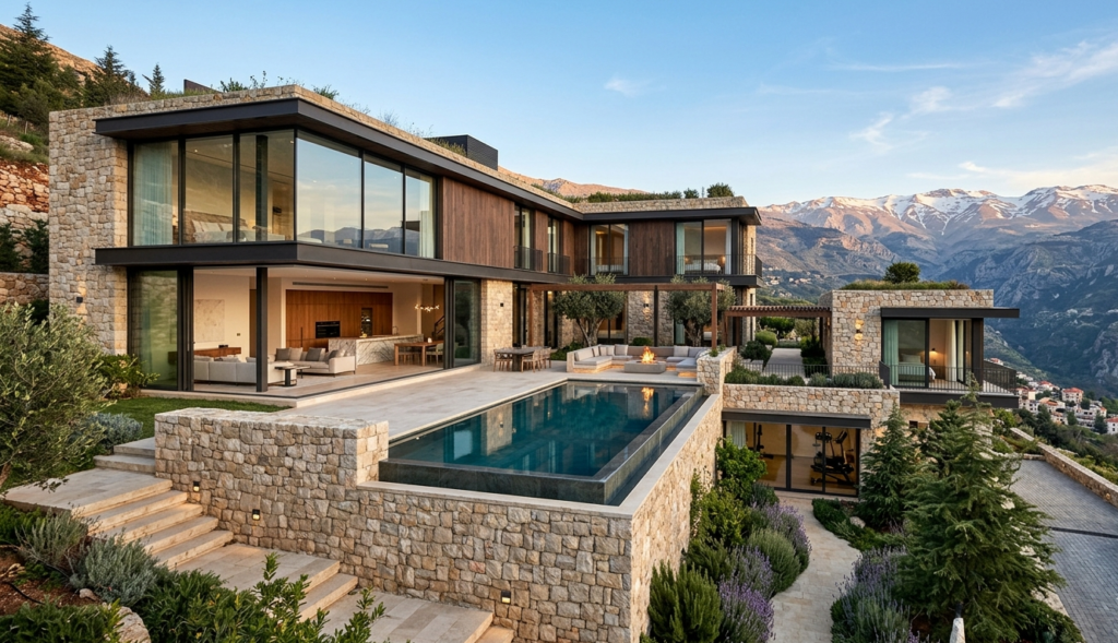 Contemporary Lebanese mountain villa layouts design inspiration for modern homes