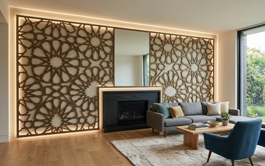 Islamic geometric wall art install