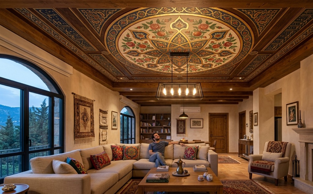 Ottoman Lebanese ceiling painting replicas design inspiration for modern homes