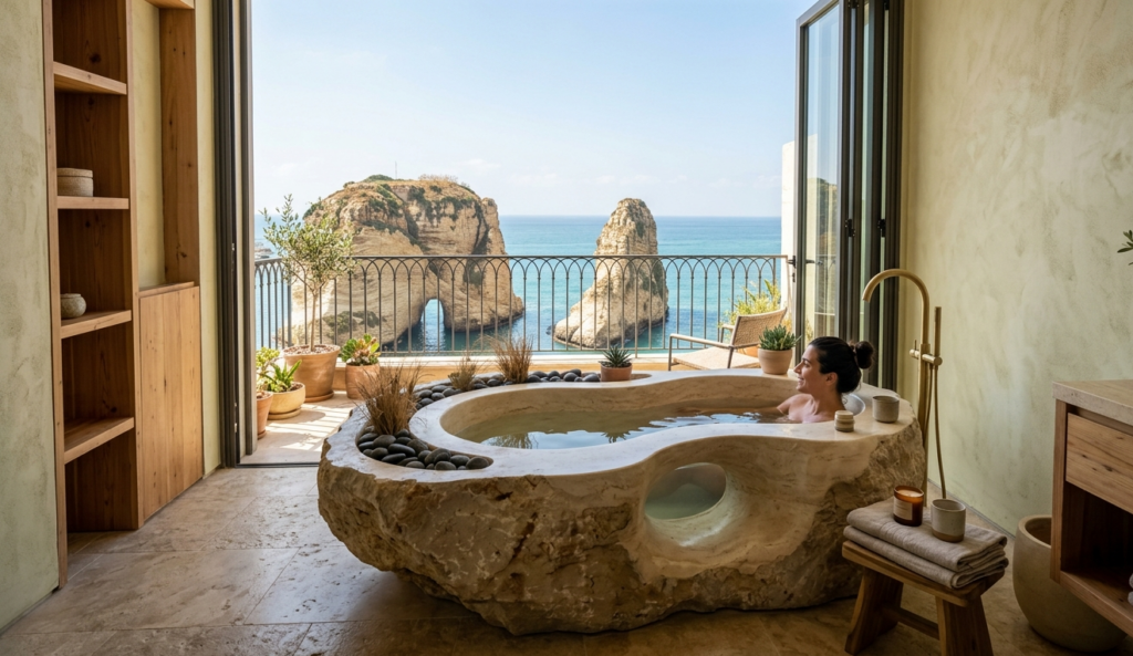 Pigeon Rocks inspired organic soaking tubs design inspiration for modern homes