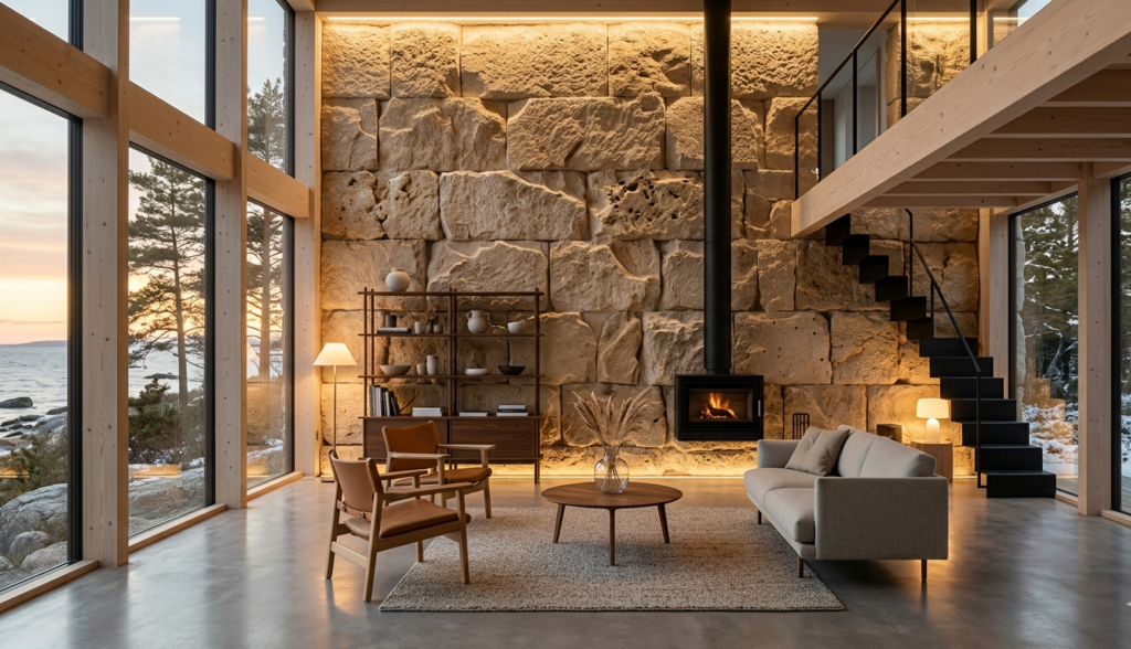 Scandinavian Baalbek stone accent walls design inspiration for modern homes