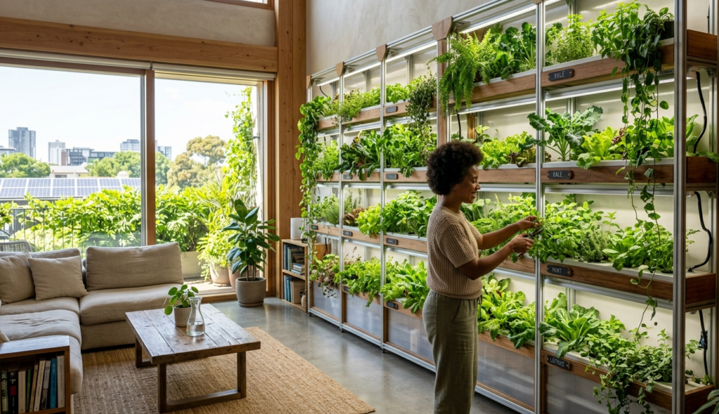 Solarpunk hydroponic green walls design inspiration for modern homes