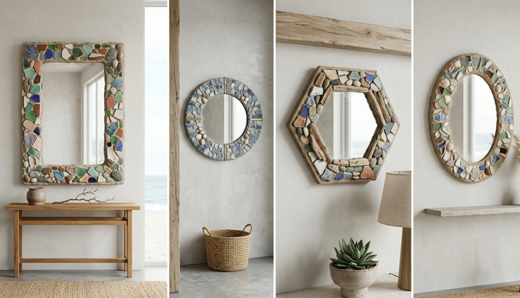 Wabi sabi sea pottery mosaic mirror frames design inspiration for modern homes