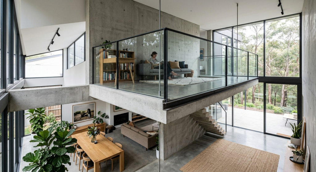 Cantilevered concrete mezzanines design inspiration for modern homes