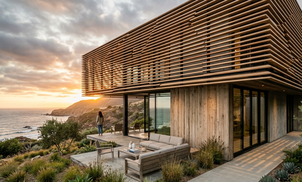 Floating timber louvers design inspiration for modern homes