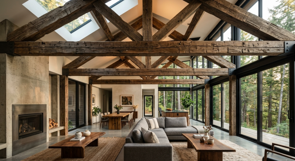 Reclaimed cedar beams design inspiration for modern homes