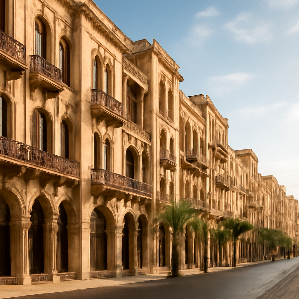Stunning historic Beirut architecture showcasing ornate Ottoman and French Mandate buildings with arched windows and stone facades.