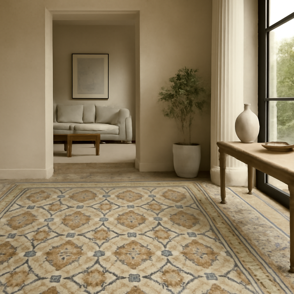 Intricate lebanese mosaic flooring patterns in warm earth tones, showcasing traditional geometric designs inspiring modern home interiors.