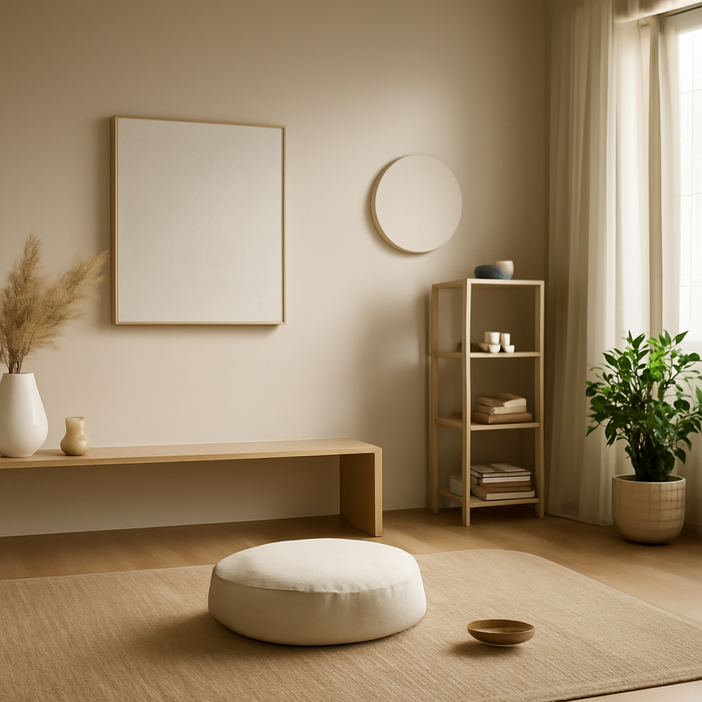 Explore meditation room ideas featuring a serene space with cushions, candles, and soft natural light for mindfulness.